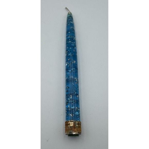 Other - One Vintage Lucite Taper Candles Blue with Silver Flakes 8" MCM 1960's